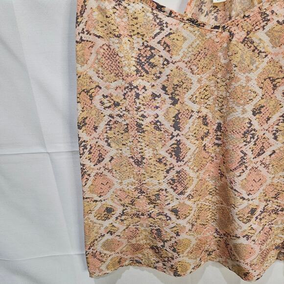 Eloise Anthropologie Cropped Tank Top Silk Snake Beige Size XS - Picture 4 of 8
